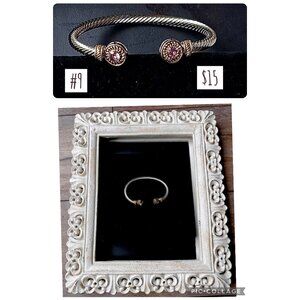 Silver-Tone Twisted Cable Cuff Bracelet With Pink Stone Accents
